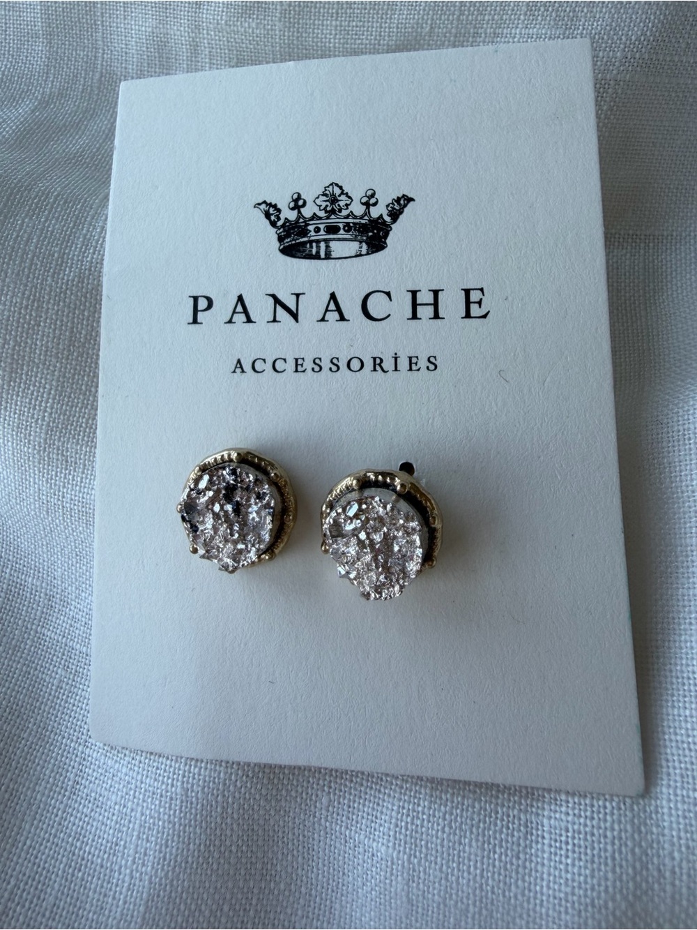 NWT Panache Accessories Gold Faux Druzy Stud Earrings